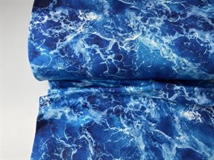 Bomuldsjersey - skønt blåt hav fyldt med bølger